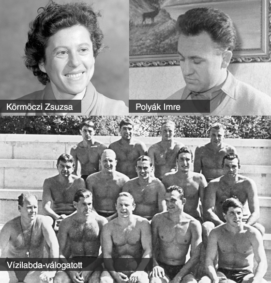 Az 1958-as év sportolói: Körmöczi Zsuzsa, Polyák Imre és a vízilabda-válogatott